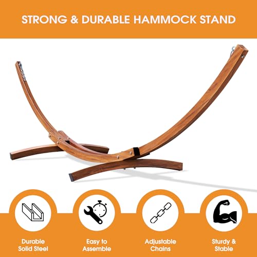 Lazy Daze Hammocks 12 FT 2 Person Double Quick Dry Textilene Hammock with Curved Steel Heavy Duty Stand for Outside, Backyard, Patio, 450 Lbs Capacity, Green Stripes - color: Green Stripes