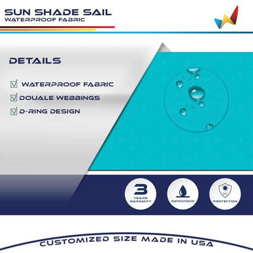 Windscreen4less 5'x7' Waterproof Sun Shade Sail Rectangle Shade Canopy Cover UV Block for Backyard Patio Deck Balcony Pergola Garden (Turquoise) - color: Turquoise, size: 5' x 7'