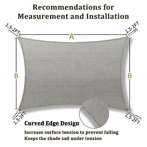 Shade&Beyond Shade Sail 24'X24' Rectangle Light Grey Breathable UV Block Outdoor Canopy for Backyard Patio Pergola Garden Deck(We Make Custom Size)