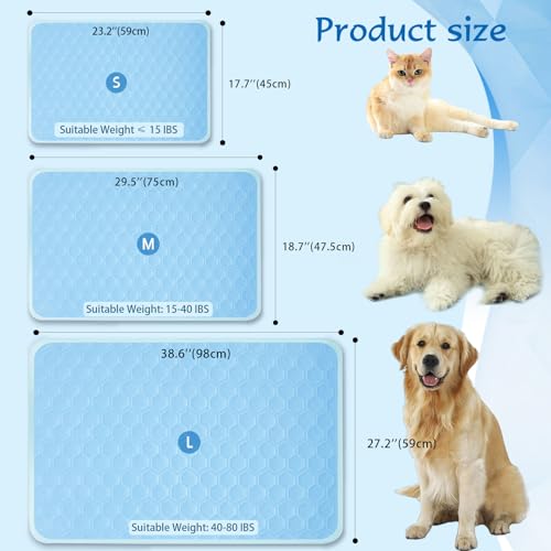 SISROL Cooling Mat for Dogs & Cats, Q-Max>0.5 Arc-Chill Fabric Washable Non-Slip Pet Cooling Pad, Thickened Portable Cooling Bed Mats for Indoor & Outdoor, Small Medium Large Pets - size: Small