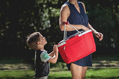 PICNIC TIME NCAA Ohio State Buckeyes Metro Shopping Basket - Insulated Picnic Basket - Collapsible Market Basket - Utility Tote Cooler Bag