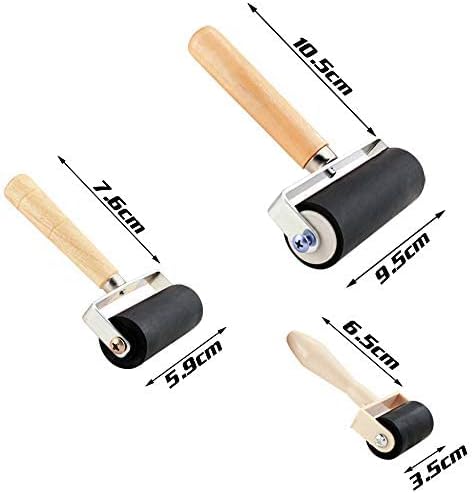 3 Pack Rubber Roller - Brayer Rollers with 3 Size for Crafting Brayer Rollers for Printmaking Brayer Tool Paint Brush Ink Applicator Art Craft Oil Painting Tool (2.4 inch,4 inch,5.9 inch)