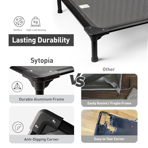 Sytopia 42'' Outdoor Elevated Dog Bed for Large Dogs, Chew-Proof Pet Camping Raised Cot with Breathable Mesh - Durable Frame, Cooling Hammock Bed, Non-Slip Feet, Waterproof, Easy Clean - size: Large