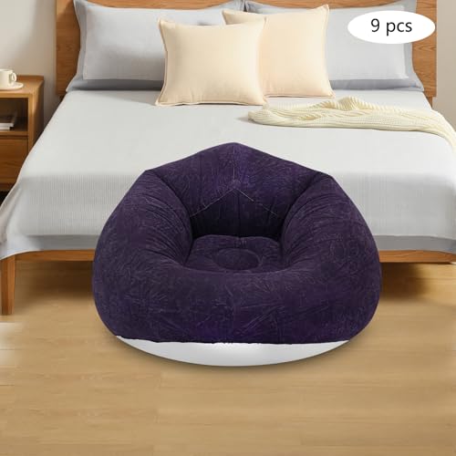 9 Pieces Inflatable Sofa with 2 Foot Pumps, Inflatable Chairs for Adults Kids, Blow Up Couch Camping Lounger, 264LBS Portable Air Sofa for Indoor Outdoor Party, Dark Blue