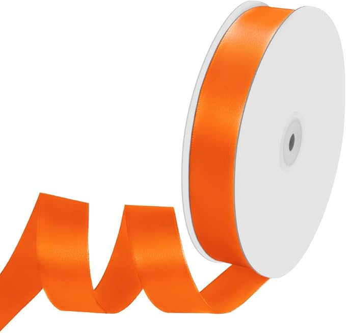 1" x 100 Yards Orange Ribbon, Orange Satin Ribbons for Gift Wrapping, DIY Craft, Flower Bouquet, Valentine's Day, Halloween and Birthday Party Decoration