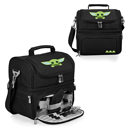 PICNIC TIME Star Wars Mandalorian Grogu Pranzo Lunch Bag, Insulated Lunch Box with Utensil Set, Lunch Cooler Bag, (Black) - color: Star Wars Mandalorian Grogu - Black