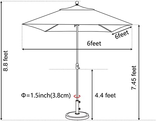 EliteShade USA 10-Year-Non-Fading 6x6Ft Square Market Patio Umbrella, UPF 50+ UV Protection Performance Sun Umbrella, Heavy Duty Commercial Grade Outdoor Table Umbrella with Crank, Windproof Vented Top for Garden, Pool, Deck and Outdoor Playsets, Macaw Gr