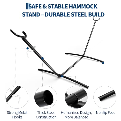 Garvee 9FT Hammock Stand, Heavy Duty Adjustable Steel Hammock, 450-Pound Capacity, Weather Resistant and Easy to Assemble