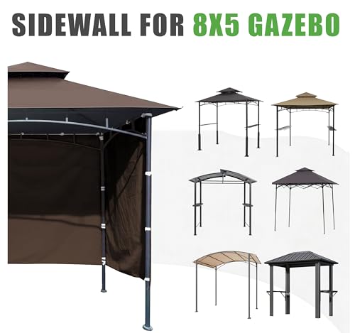 3PCS Grill Gazebo Replacement Sidewall, 5' x 8' Outdoor BBQ Gazebo Sunwall,(Gray) - color: Gray