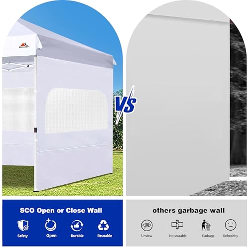 SCOCANOPY Sidewall for 12x12 Canopy Frame with Mesh Window and Zipper, 3 Pieces Sunwalls Only, (Black) - color: Black, size: 12X12