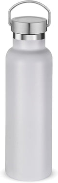 Neihepal White Stainless Steel Water Bottles,20 Ounce Vacuum Insulated Double Wall Travel Bottle with Leak Proof Lid of Handle,Metal Reusable Standard Mouth Flask Thermoses for School,Hikers,Gift