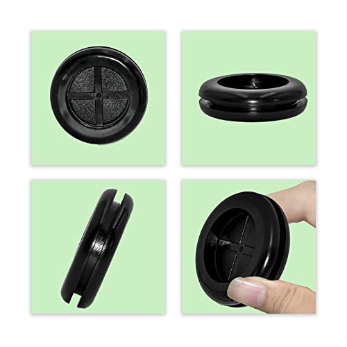 Flyshop 4-Pack Round Rubber Hole Plugs, 35 mm 1-3/8" Drill Hole, 30 mm 1-3/16" ID, Black Double-Sided Synthetic Rubber Grommets Wire Protection - size: 1-3/8" (Drill Hole Size)