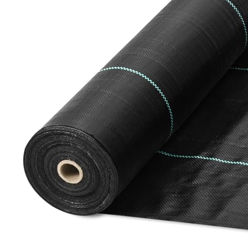 VEVOR 4FTx300FT Premium Heavy Duty Weed Barrier Landscape Fabric, 3.2OZ Woven Geotextile Fabric Under Gravel, High Permeability for Weed Blocker Weed Mat, Driveway Fabric, Weed Control Garden Cloth - size: 4FT*300FT-3.2OZ, style: Woven
