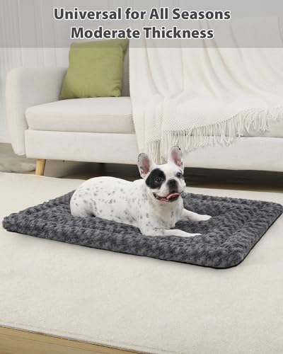 Washable Dog Bed Mat Dog Crate Pad Soft Fluffy Pet Kennel Beds Dog Sleeping Mattress for Large Jumbo Medium Small Dogs, 29 x 18 Inch, Gray - color: Grey, size: 29.00" x 18.00" x 1.50"