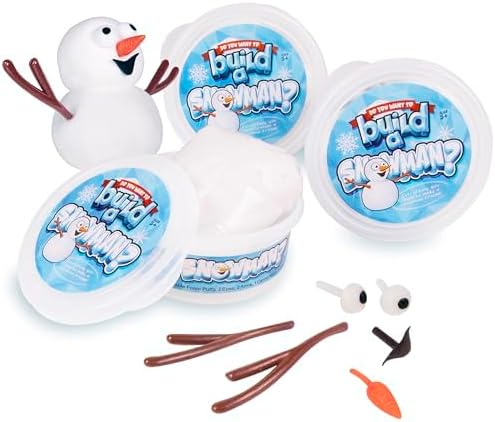 Kangaroo Build a Snowman Kit Snowballs Toys for Kids - Snow Play Winter Toys Christmas Crafts for Kids - Snowman Clay Craft Kit Toddlers Stocking Stuffers Halloween Playdough for Kids and Adults