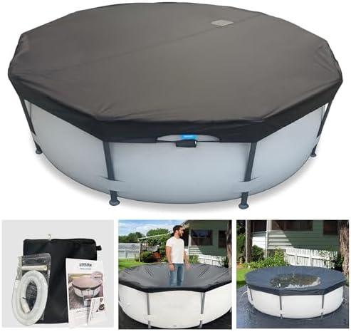 26 Ft Pool Cover, with Automatic Drain Round Pool Cover, One-Piece Quick Installation and Removal Above Ground Pool Cover, Preventing Waterlogging, UV Protected Solar Swimming Pool Cover