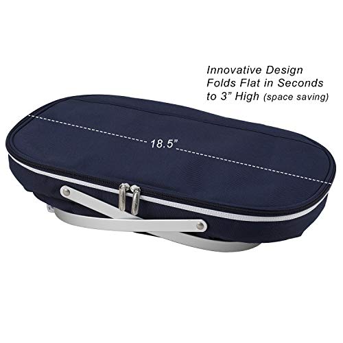 West Virgina University Licensed Mountaineers Patented Collapsible Insulated Picnic Basket Equipped with Service for 4- Designed and Assembled in USA