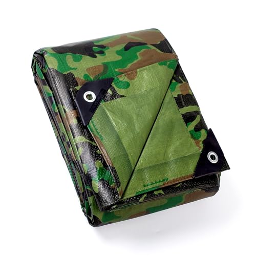 GUARD SHIELD Camo Tarp Waterproof 9x9 Feet Lightweight Camouflage Tarp Poly Cover 6mil - color: Light Camo, size: 9x9