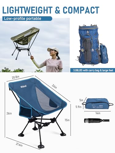 WildCall Lightweight Folding Camping Chair Compact Beach Chair with Anti-Sinking Large Feet - color: 1 X Blue