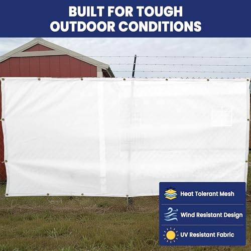 Tarps Now 20' x 30' White Heavy Duty Mesh Tarp with Brass Grommets - UV Resistant Reflective White 75% Sun Shade, Backyard, Patios, Breezeways, Gazebos, Kennels, Mesh for Flatbeds, Trucks or Trailers - size: 20' X 30'