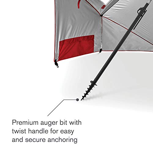 Sport-Brella Premiere UPF 50+ Umbrella Shelter with Patented Side Panels and Tilt Mechanism, Heavy-Duty 1.25 Inch Center Pole, Auger Anchor for Sand and Grass - color: Black Camo, style: REG