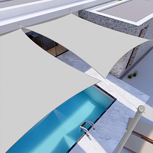 Windscreen4less 5'x6' Waterproof Sun Shade Sail Rectangle Shade Canopy Cover UV Block for Backyard Patio Deck Balcony Pergola Garden (Light Gray) - color: Light Gray, size: 5' x 6'