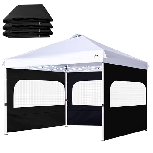 SCOCANOPY Sidewall for 12x12 Canopy Frame with Mesh Window and Zipper, 3 Pieces Sunwalls Only, (Black) - color: Black, size: 12X12