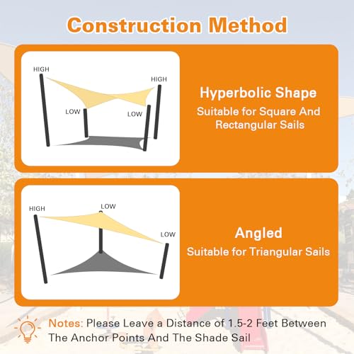 Artpuch Sun Shade Sail, 10'X14' Sand Rectangle Curved Edged Sun Shade, Commercial Grade 185GSM HDPE UV Permeable Outdoor Shade Cloth for Deck, Backyard, Patio (Custom Sizes Made)