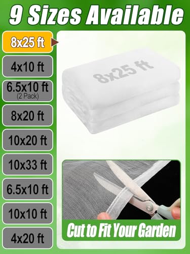 8x25ft Large Garden Netting - Ultra Fine Mesh Plant Covers to Keep Small Animals Pest Out, Bird Barrier Screen for Protecting Vegetables Fruits Flowers Raised Beds (Without Support Pole) - size: 8 x 25ft