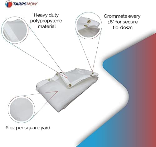 Tarps Now 6' x 8' White Heavy Duty Mesh Tarp with Brass Grommets - UV Resistant Reflective White 75% Sun Shade, Backyard, Patios, Breezeways, Gazebos, Kennels, or Mesh for Flatbeds, Trucks or Trailers - size: 6' X 8'