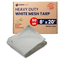 Tarps Now 8' x 20' White Heavy Duty Mesh Tarp with Brass Grommets - UV Resistant Reflective White 75% Sun Shade, Backyard, Patios, Breezeways, Gazebos, Kennels, Mesh for Flatbeds, Trucks or Trailers - size: 8' X 20'
