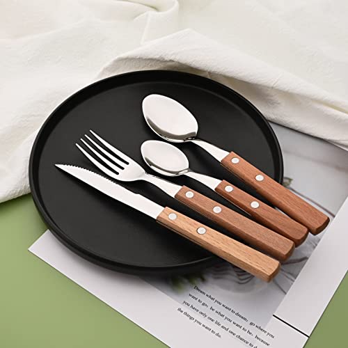 8-Piece Espresso Spoons, 304 Stainless Steel Flatware Set with Wooden Handle, Small Spoons for Dessert, Tea, Appetizer, Coffee, 6.3 inches - size: 8-Piece Dessert Spoon