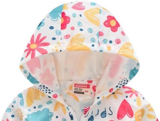 TUIJI Toddler Boys Girls Cartoon Print Zip Jacket Hooded Trench Lightweight Kids Coats Windbreaker Outdoor Cute Dust Coats
