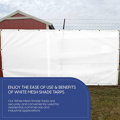 Tarps Now 6' x 20' White Heavy Duty Mesh Tarp with Brass Grommets - UV Resistant Reflective White 75% Sun Shade, Backyard, Patios, Breezeways, Gazebos, Kennels, Mesh for Flatbeds, Trucks or Trailers - size: 6' X 20'
