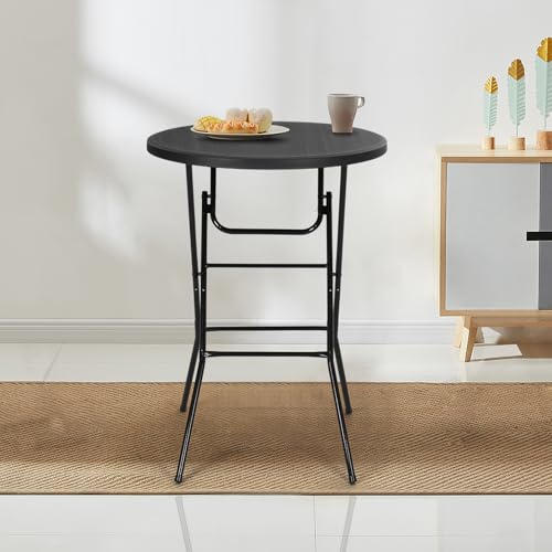 Nice C Plastic High Top Round Table, Portable Cocktail Bar Table, 31.5" Folding Counter Height Tables, Waterproof Outdoor/Indoor Tables for Parties, Weddings, Camping, Backyard (Black, 1 Pack) - size: Black 1 Pack