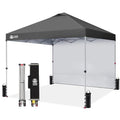 CROWN SHADES 12x12 Pop Up Canopy Tent Instant Commercial with 150D Silver Coated Fabric Including 1 Removable Sidewall, 4 Ropes, 8 Stakes, Weight Bags, STO 'N Go Bag, Grid Grey - color: Grid Grey, size: 12x12FT