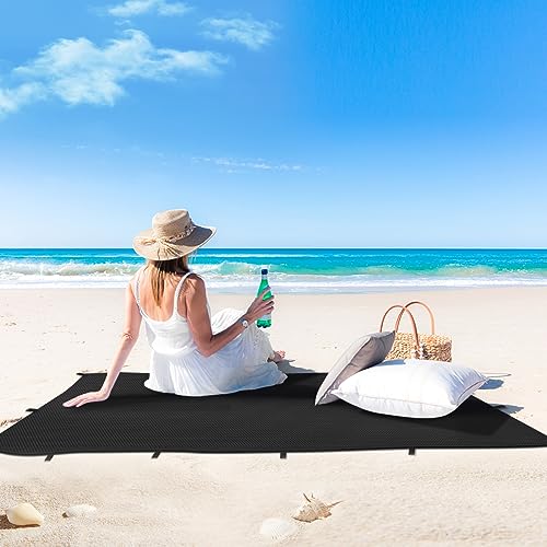 Black Waterproof Tarp Cover for Outdoor: Multi-Purpose Oxford Tarpaulin with Reinforced Webbing Loops for Camping Boat Pool Roof Tent - Durable and Tear Resistant (5ftx10ft) - size: 5x10ft