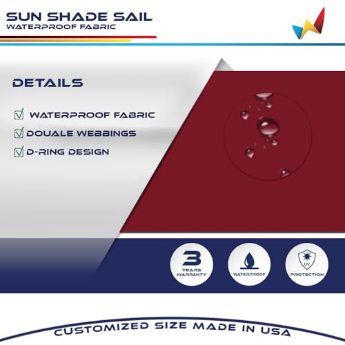 Windscreen4less 5'x6' Waterproof Sun Shade Sail Rectangle Shade Canopy Cover UV Block for Backyard Patio Deck Balcony Pergola Garden (Red) - color: Red, size: 5' x 6'