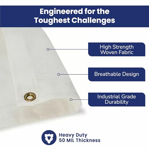 Tarps Now 8' x 16' White Heavy Duty Mesh Tarp with Brass Grommets - UV Resistant Reflective White 75% Sun Shade, Backyard, Patios, Breezeways, Gazebos, Kennels, Mesh for Flatbeds, Trucks or Trailers - size: 8' X 16'