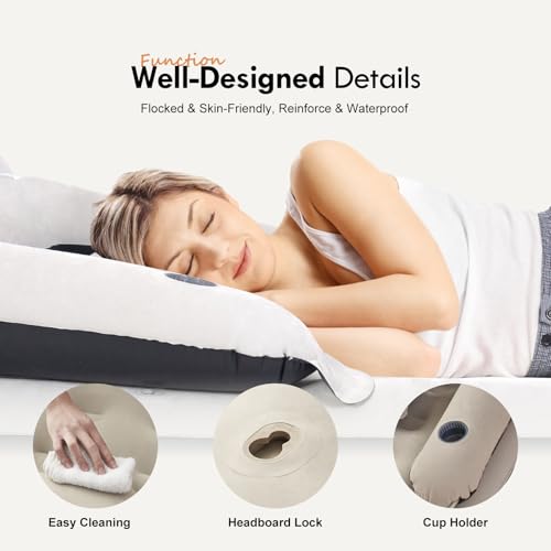 DIMAR GARDEN Twin Size Air Mattress with Headboard and Pump,Blow Up Mattress Inflatable Bed with Pillows - size: Twin