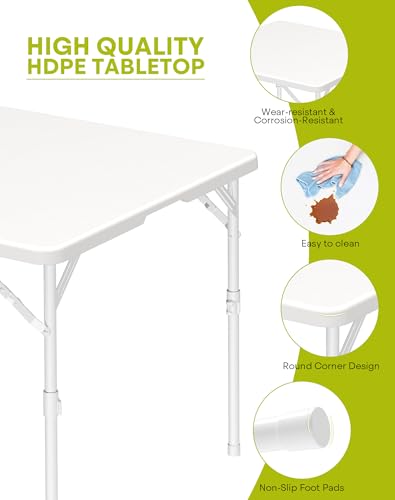 34" Folding Card Table, 3 Foot Portable Plastic Tables with Collapsible Legs & Carrying Handle, Fold in Half Square Table, Bi-Folding Commercial Tables for Indoor Outdoor Party Dining Camping - size: 1PK Card Table
