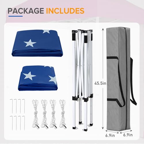 EAGLE PEAK Pop up Canopy 5x5, Outdoor Portable Canopy Tent with One Removable Sunwall, Carry Bag Included, American Flag - color: American Flag