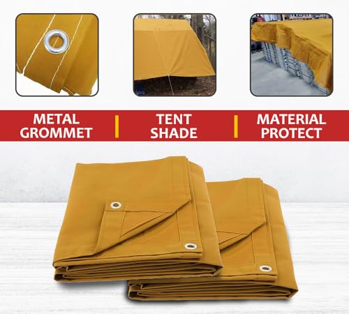 Mytee Products (8 Pack) 6' x 8' Tan Canvas Tarp 12oz Heavy Duty Water Resistant - color: Tan (8 Pcs), size: 6' x 8'