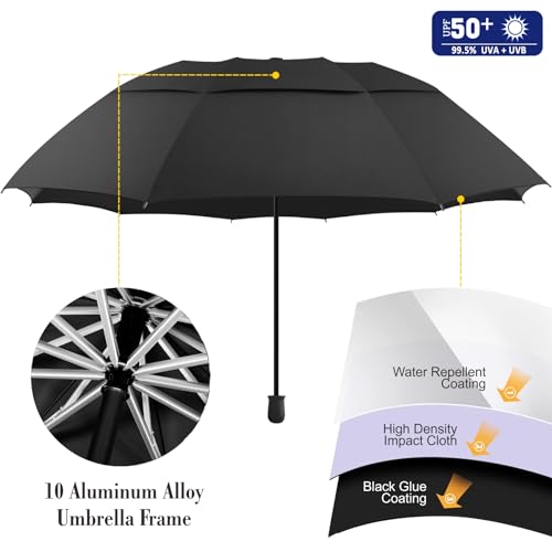 XLINGZA UPF 50+ Beach Umbrella with Adjustable Universal Clamp - style: Double Layer/Manual/XXL