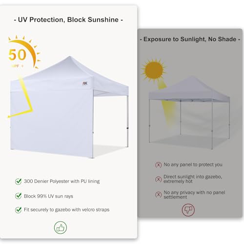 ABCCANOPY Instant Canopy SunWall 10x10 FT, 1 Pack Sidewall Only, No Frame or Top, Beige - color: beige, size: 10x10