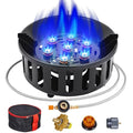 Bestfire Propane Burner, 72,000 BTU Single Burner Gas Stove for Outdoor Cooking, Windproof Camping Stove with Piezo Ignition, Extended Hose & 3 Adapters, Portable with Carrying Bag