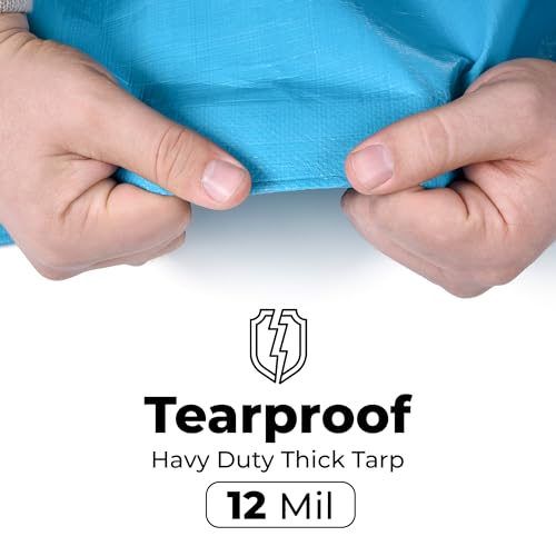 Tarps Heavy Duty Waterproof 20x40-12 mil Thick Camping Tent - Blue Tarp 20x40 UV Resistant, Rip & Tear Proof with Metal Grommets – Multipurpose Use for Camping, Tent, Boat, RV, Car, & Pool Cover - size: 20'x40'