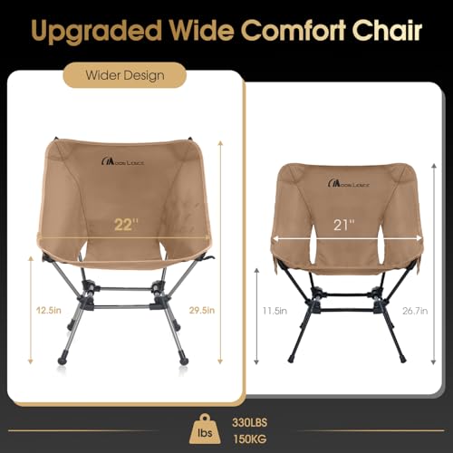 MOON LENCE Portable Camping Chair Plus, Larger & Roomier, Compact and Lightweight Still, Folding Chair for Backpacking & Hiking, 330Lbs Capacity (Desert Rust) - color: Desert Rust