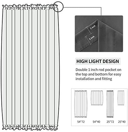 DWCN French Door Curtains – Rod Pocket Thermal Blackout Curtain for Doors with Glass Window, Kitchen and Patio Doors for Privacy, 25 X 72 Inches Long, 1 Curtain Panel with Tieback, Dark Grey