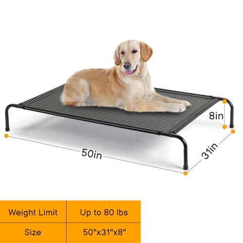 Cooling Elevated Dog Bed for Indoor and Outdoor,50" D x 31" W x 8" H (Black) - color: Black